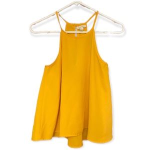 Lily White Mustard Yellow Halter Top Open Back  Lightweight Tank Top Siz…